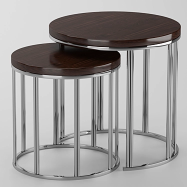 Circular Metal Coffee Table Set | Modern Design 3D model image 1 