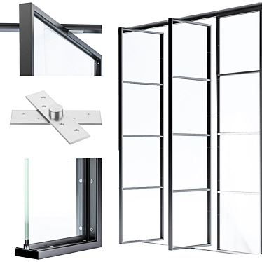 Steel Glass Pivot Door: Versatile & Elegant 3D model image 1 