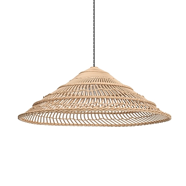 Natural Wicker Triangle Hanging Lamp 3D model image 1 