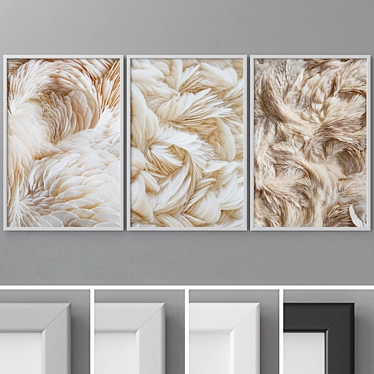 Modern Abstract Triptych Photo Frames - Set of 3 3D model image 1 