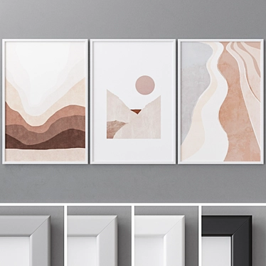 Modern Abstract Triptych Photo Frames 3D model image 1 