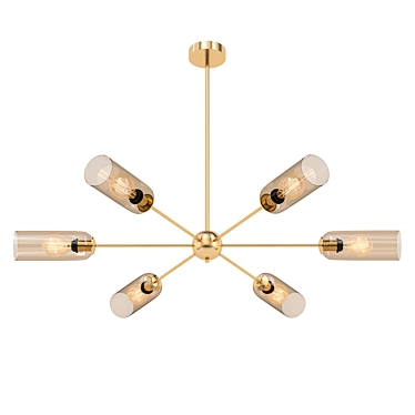 Elegant Metal and Glass Chandelier 3D model image 1 