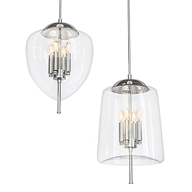 Teruel: 4-Light Pendant with Glass Shade 3D model image 1 