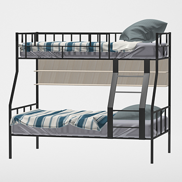 Barcelona Metal Bunk Bed with Shelf 3D model image 1 