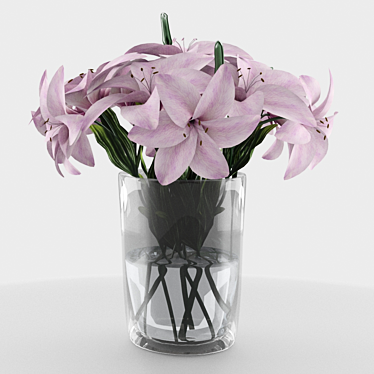 Pink Lily Bouquet - Elegance in Bloom 3D model image 1 