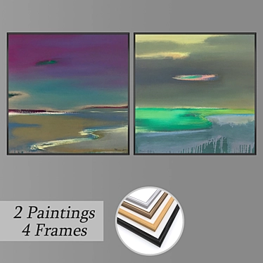 Gallery Art Set: 2 Paintings & 4 Frames 3D model image 1 