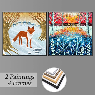 Elegant Framed Art Set 3D model image 1 