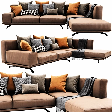 Dalton Leather Sofa: Stylish Italian Design 3D model image 1 