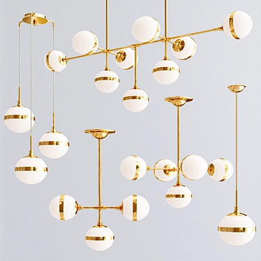 Peggy Guggen Chandelier: Large Brass Light Fixture 3D model image 1 