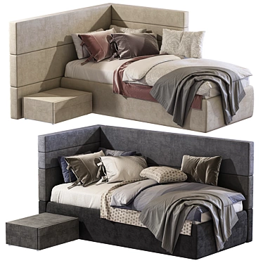 Elegant Boiserie Bed Set 3D model image 1 