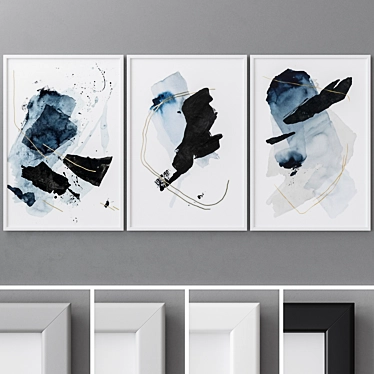 Modern Abstract Triptych Photo Frames 3D model image 1 