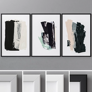 Modern Abstract Triptych Photo Frames 3D model image 1 