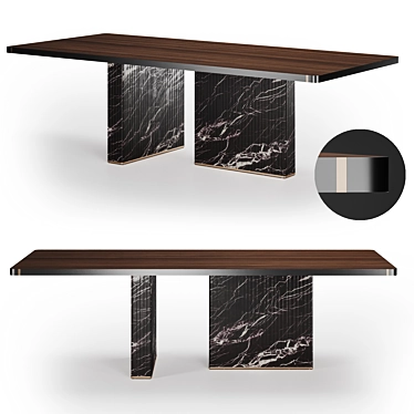 Elegant Wood and Marble Table 3D model image 1 