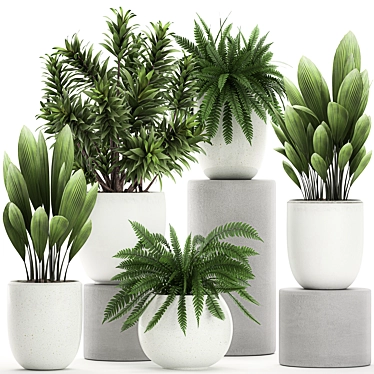 Exotic Greenery Set in White Vase 3D model image 1 