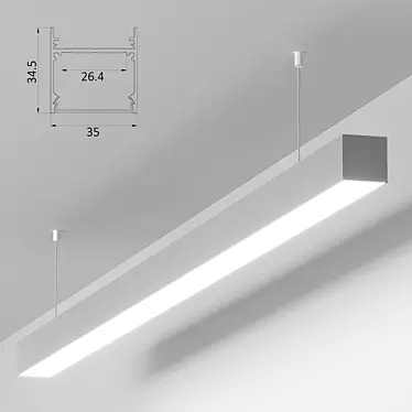 Sleek Matte Linear Luminaire 3D model image 1 