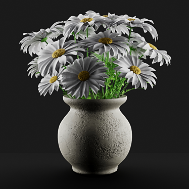 Delicate Daisy Vase Bouquet 3D model image 1 