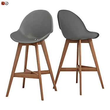 Modern Grey Bar Stool 3D model image 1 