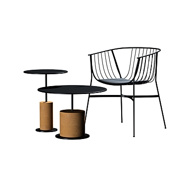Modern Outdoor Seating: Jeanette Chair & Louie Table 3D model image 1 