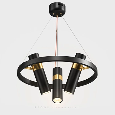 Sleek Spoor 3-Lamp Chandelier 3D model image 1 