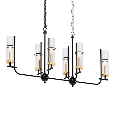 Elegant Iron Gold Chandelier 3D model image 1 