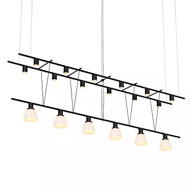 Triangle Truss Pendant with Cylinder Lights 3D model image 1 