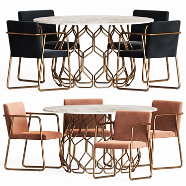 Modern Dining Set: Rouka Chair + Circuit Table 3D model image 1 