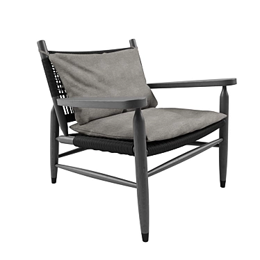 Tessa Outdoor: Elegant Wood and Woven Cord Armchair 3D model image 1 