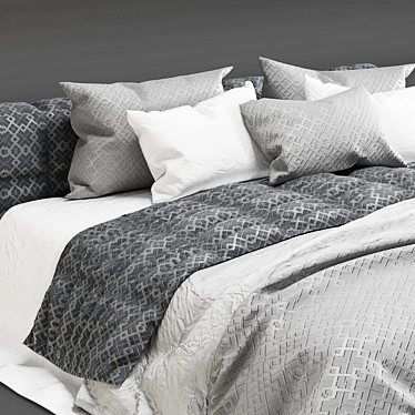 Sleek Gray Fabric Bed 3D model image 1 