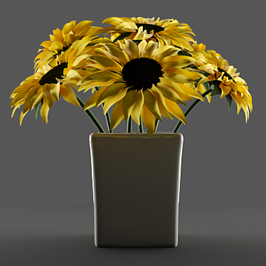 Sunny Beauty: Sunflower Bouquet 3D model image 1 