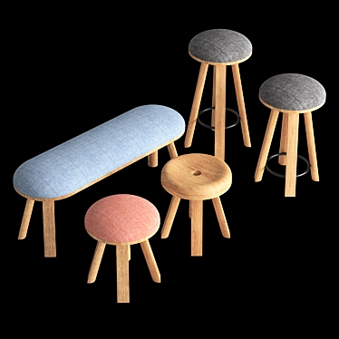 BuzziMilk: Rustic-Chic Stool Collection 3D model image 1 