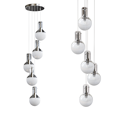 Modern Glass Bulb Pendant Lamp Kit 3D model image 1 