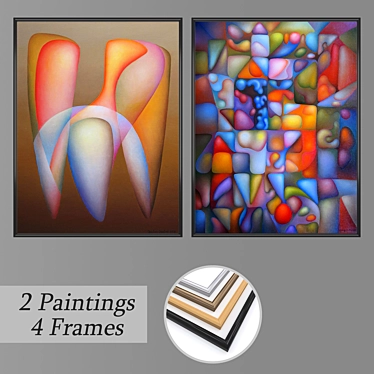 Elegant Framed Wall Paintings Set 3D model image 1 