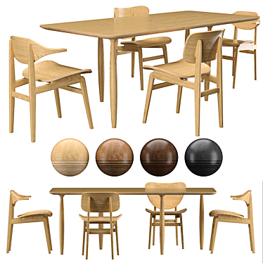 NORR11 Dining Set: OKU Table with Buffalo, Elefant, and NY11 Chairs 3D model image 1 