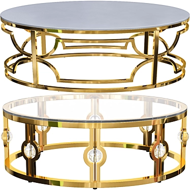 Elegant Gold Oval Coffee Table 3D model image 1 