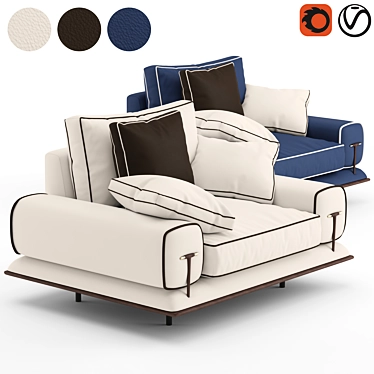 Turri Blues Velvet Armchair 3D model image 1 