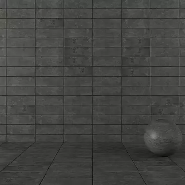  Anthracite Concrete Wall Tiles 3D model image 1 