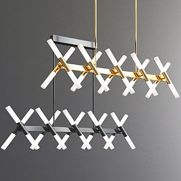 Modern Black and Gold Chandelier 3D model image 1 