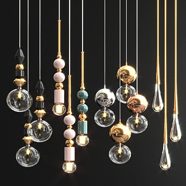 Elegant Pendant Light Set 3D model image 1 