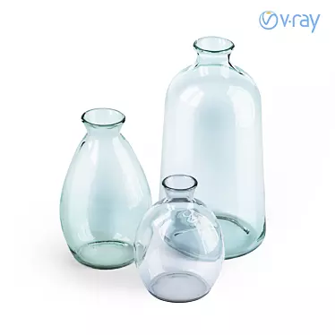 Artisanal Recycled Glass Vases | Handcrafted Home Decor 3D model image 1 