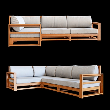 Timor Acacia Wood Garden Sofa Set 3D model image 1 