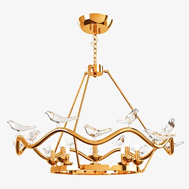 Elegant Dove Glass Bird Chandelier 3D model image 1 