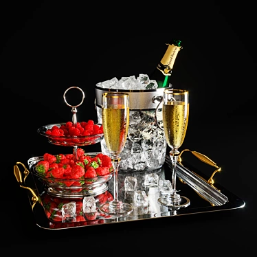 Sparkling Delight: Champagne Infused with Strawberries and Raspberries 3D model image 1 