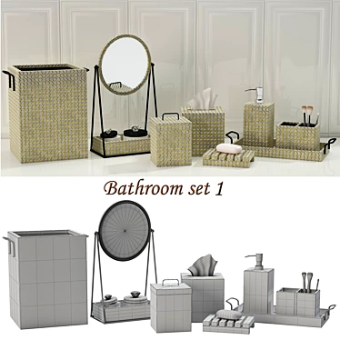 Elegant Bathroom Decor Set 3D model image 1 