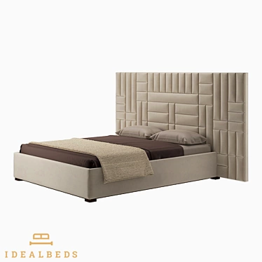 Elegant Emilio Wooden Bed 3D model image 1 