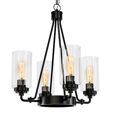 Rhett Black 4-Light Chandelier 3D model image 1 