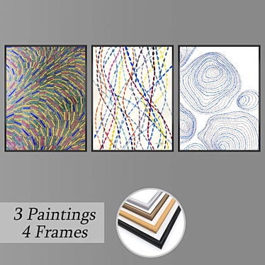 Artistic Wall Decor Set with Versatile Frames 3D model image 1 