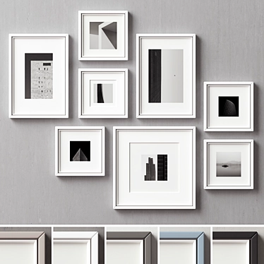 Collage Frames Set - 8 Frames 3D model image 1 