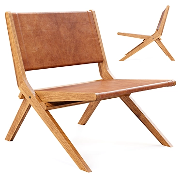 Zara Home Leather Folding Chair 3D model image 1 