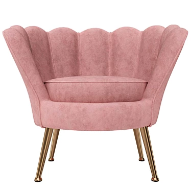 Rose Pink Velvet Petal Chair 3D model image 1 