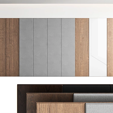 Seamless Wood Texture Wall Panel Set 3D model image 1 